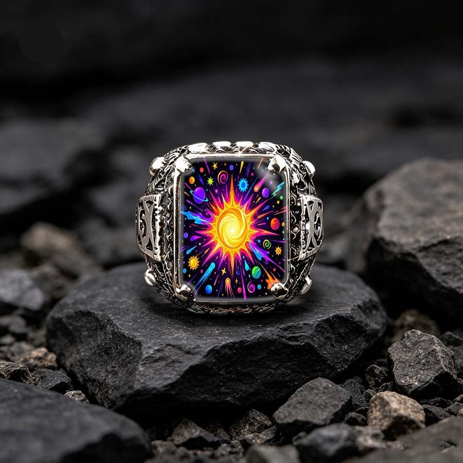 Colorful Galaxy Square Ring