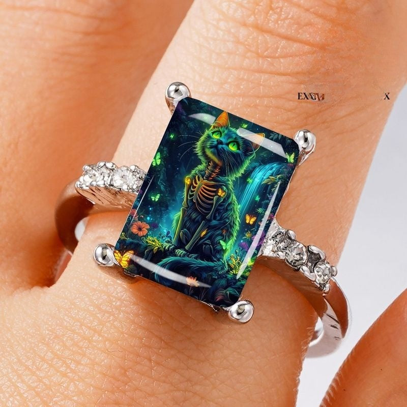 Mystical Cat Skeleton Ring