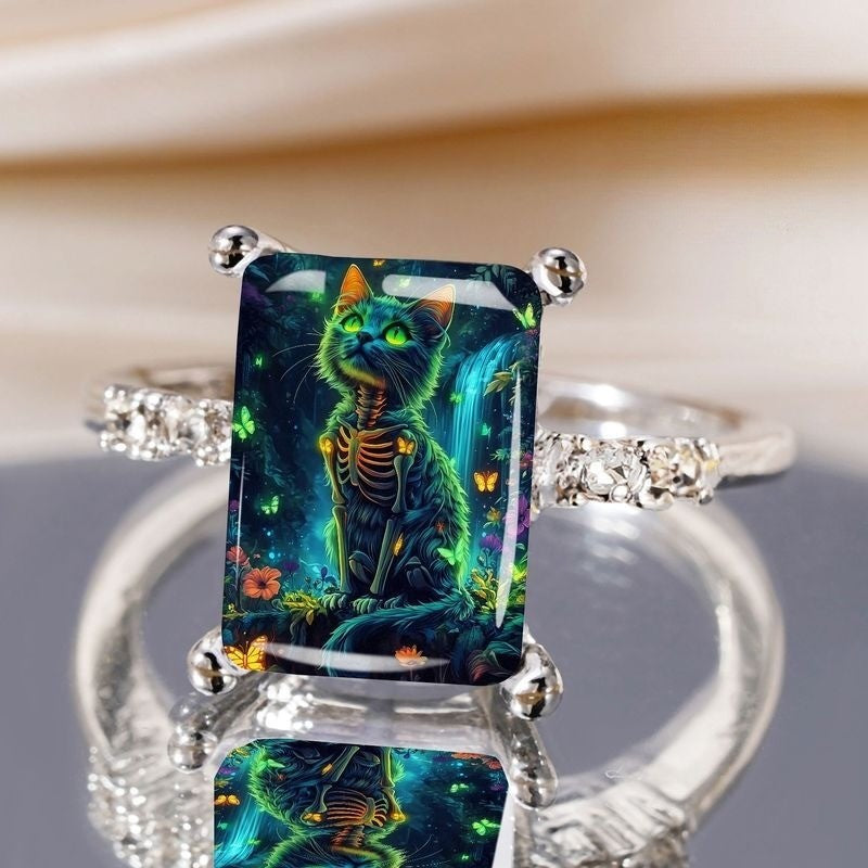 Mystical Cat Skeleton Ring