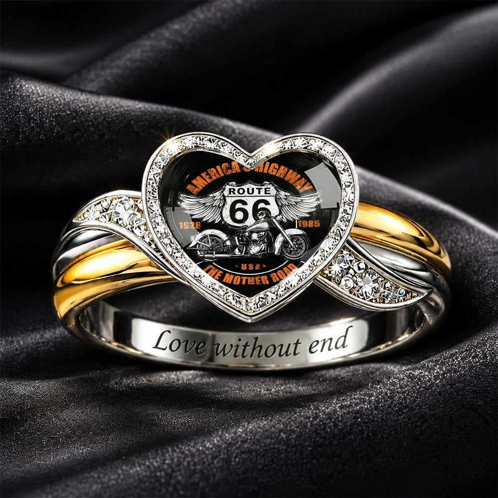 Two-Tone Route 66 Heart Ring