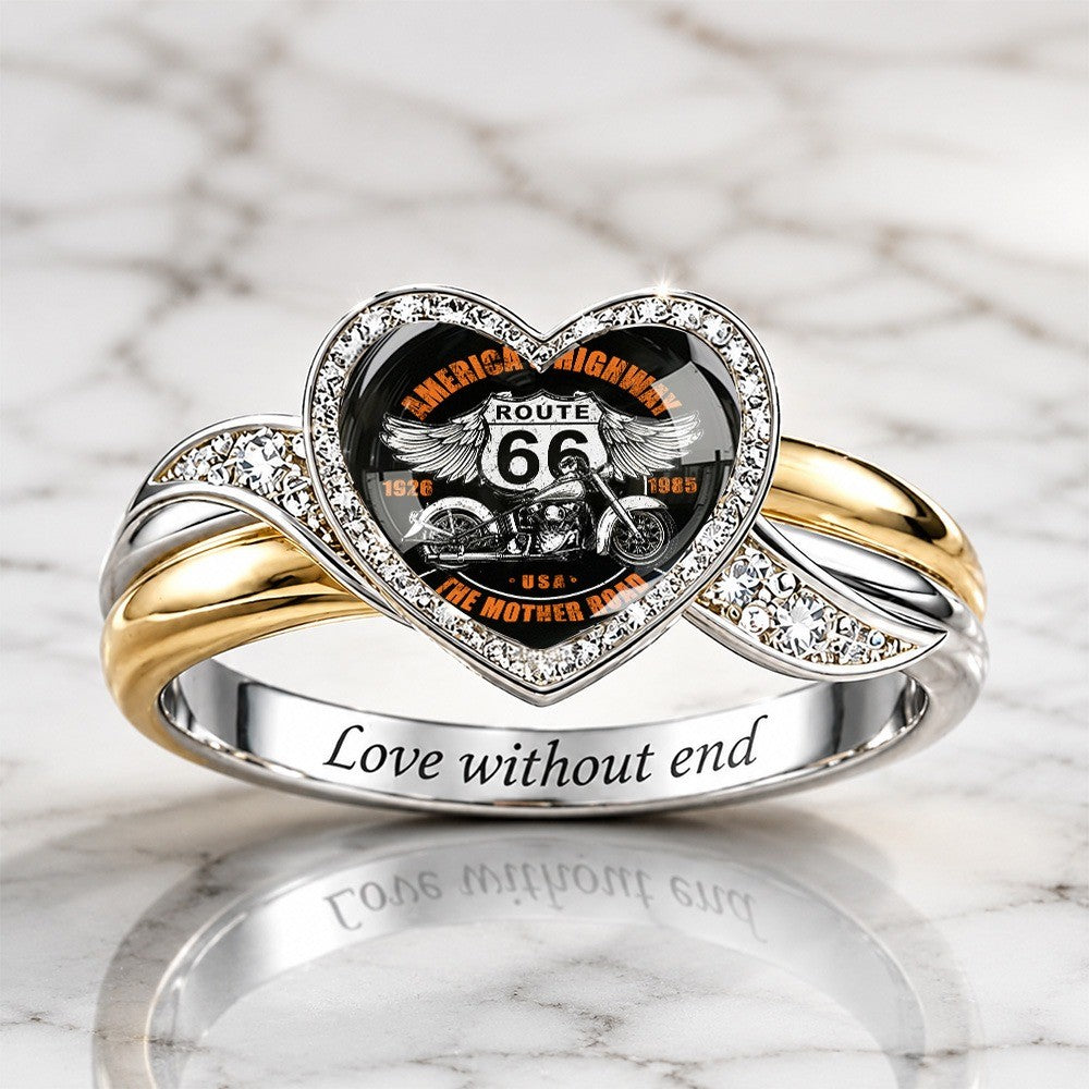 Two-Tone Route 66 Heart Ring