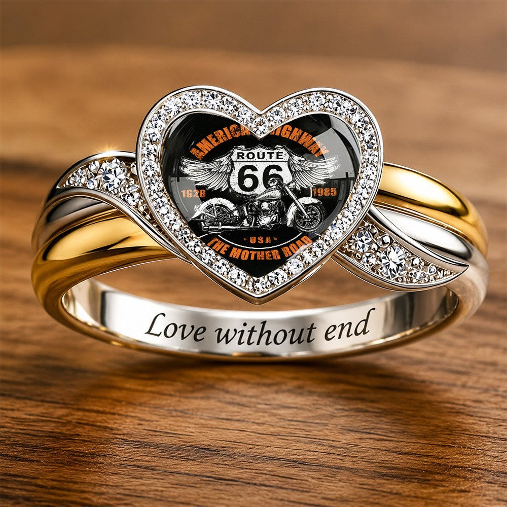 Two-Tone Route 66 Heart Ring