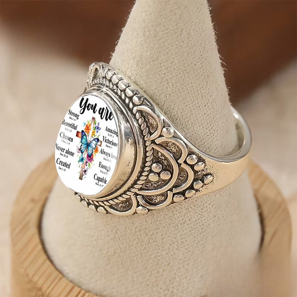 Butterfly Cross Affirmation Ring