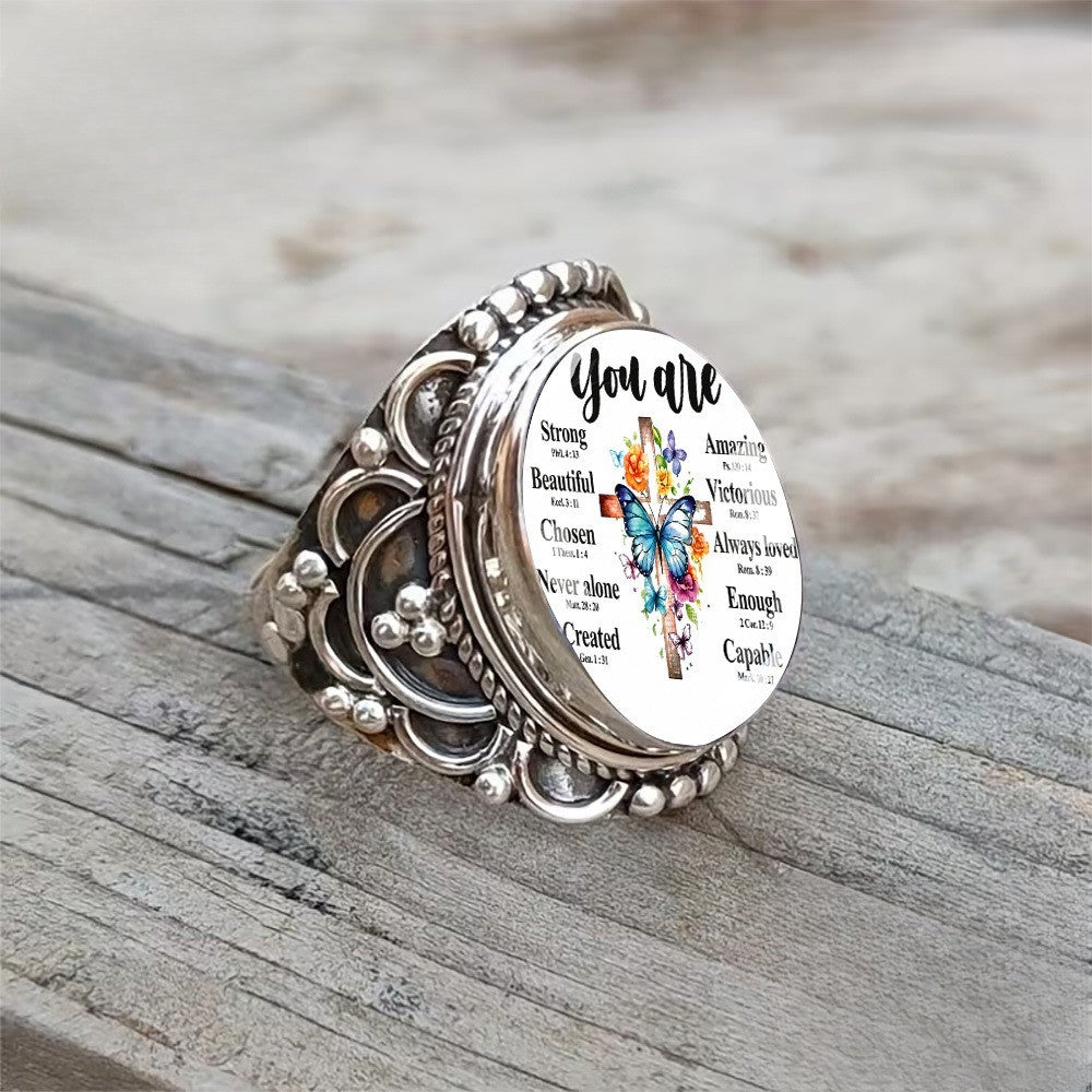 Butterfly Cross Affirmation Ring