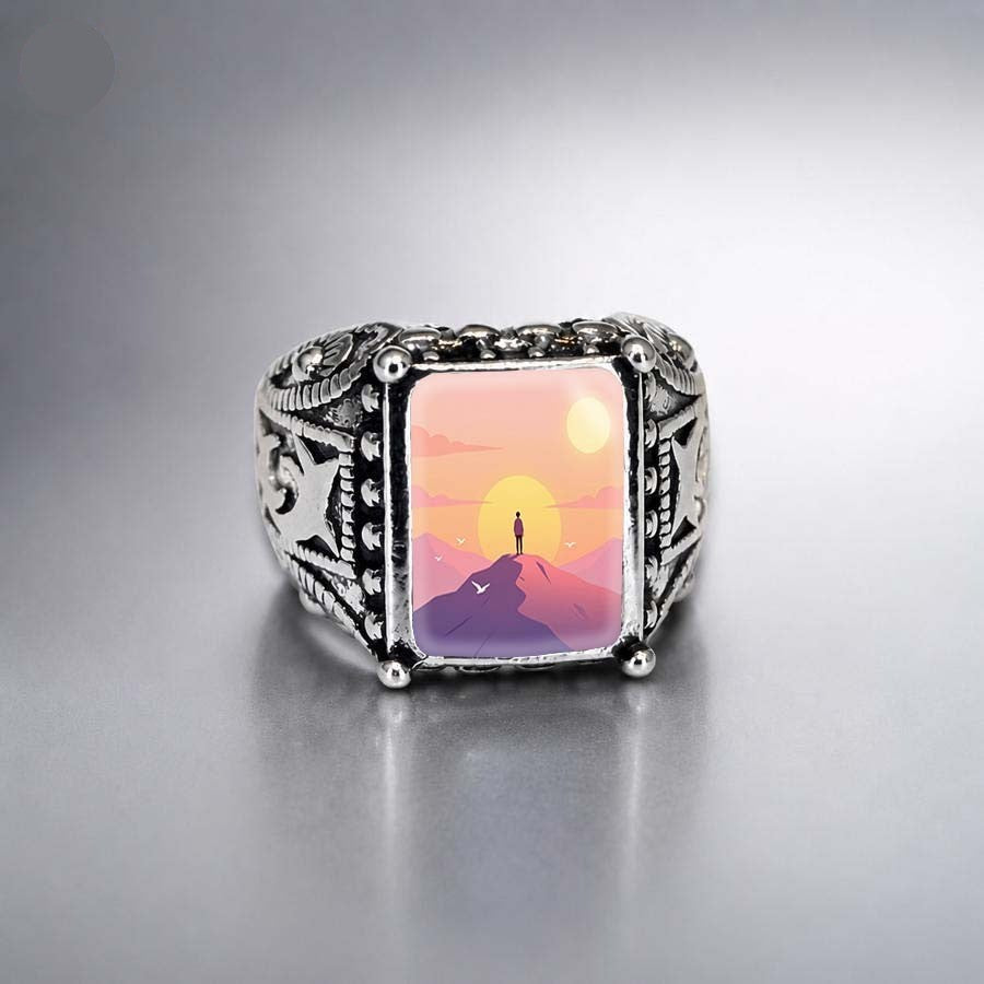Mountain Sunset Landscape Ring
