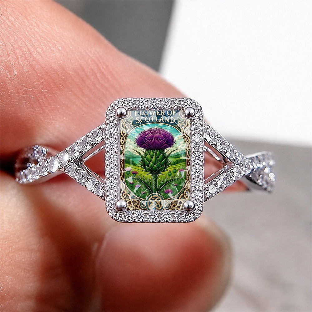 Scottish Thistle Square Ring
