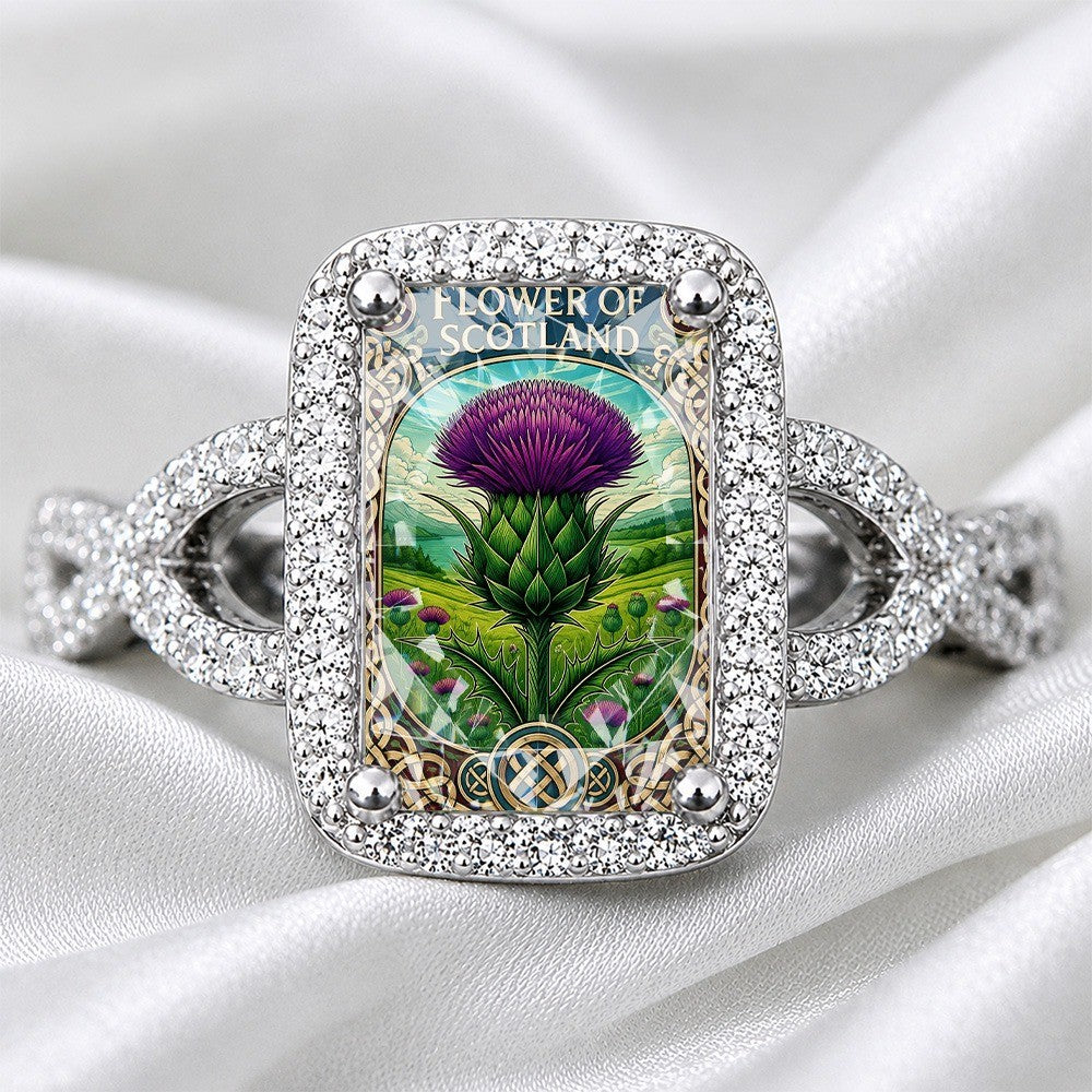 Scottish Thistle Square Ring