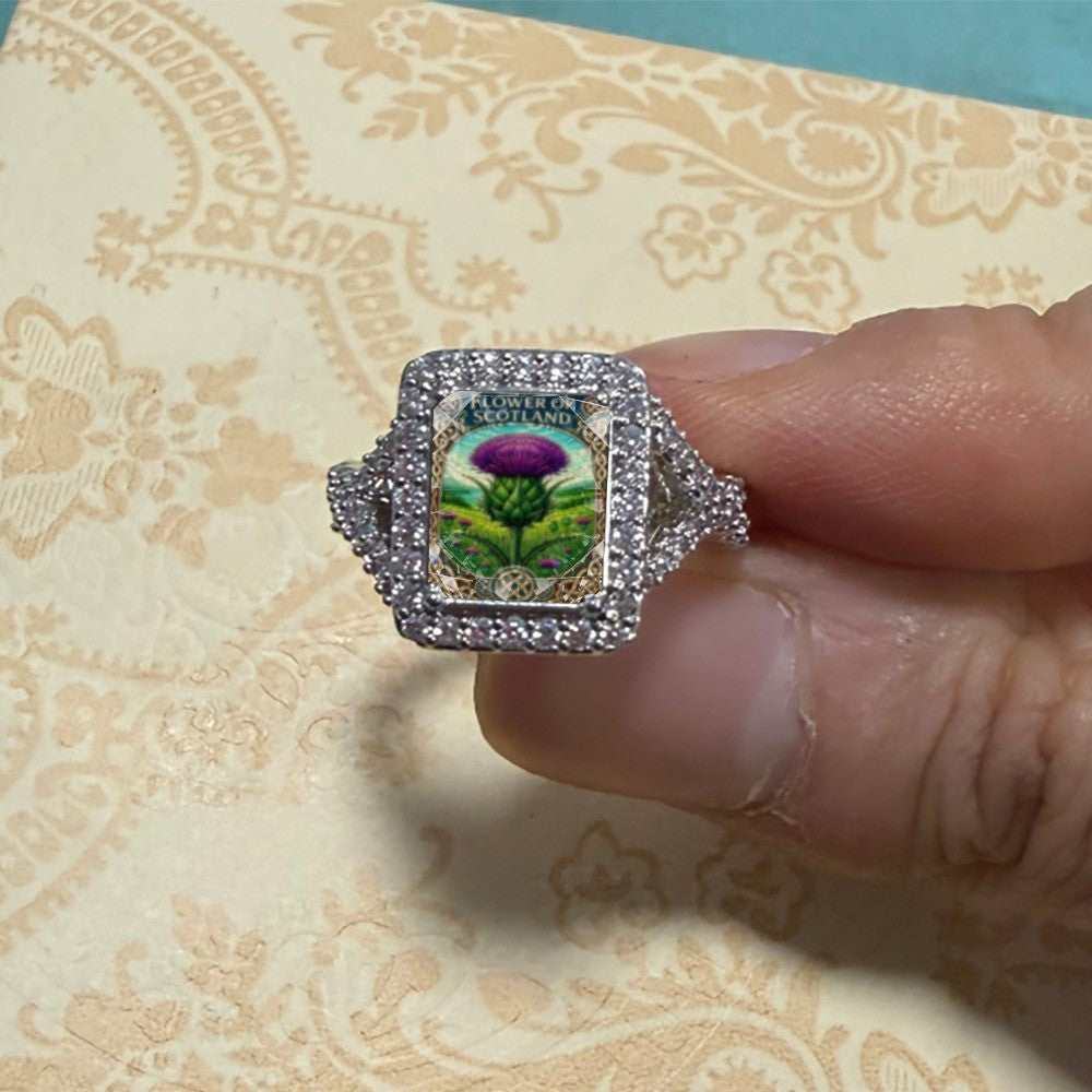 Scottish Thistle Square Ring