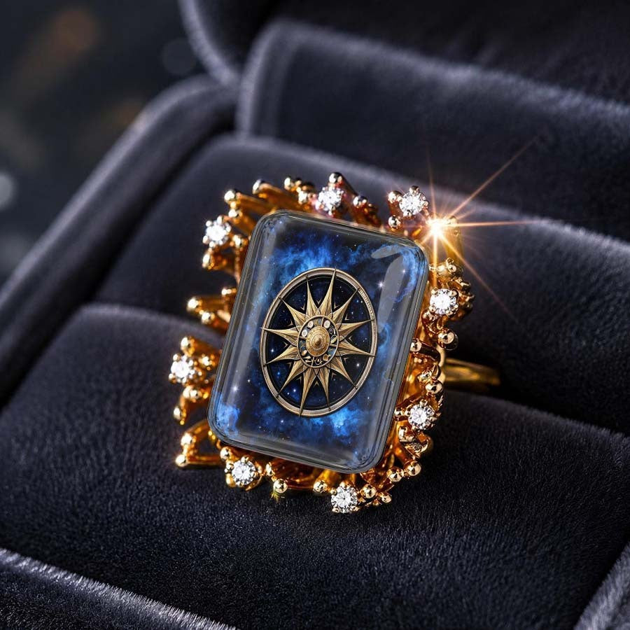 Compass Star Square Ring