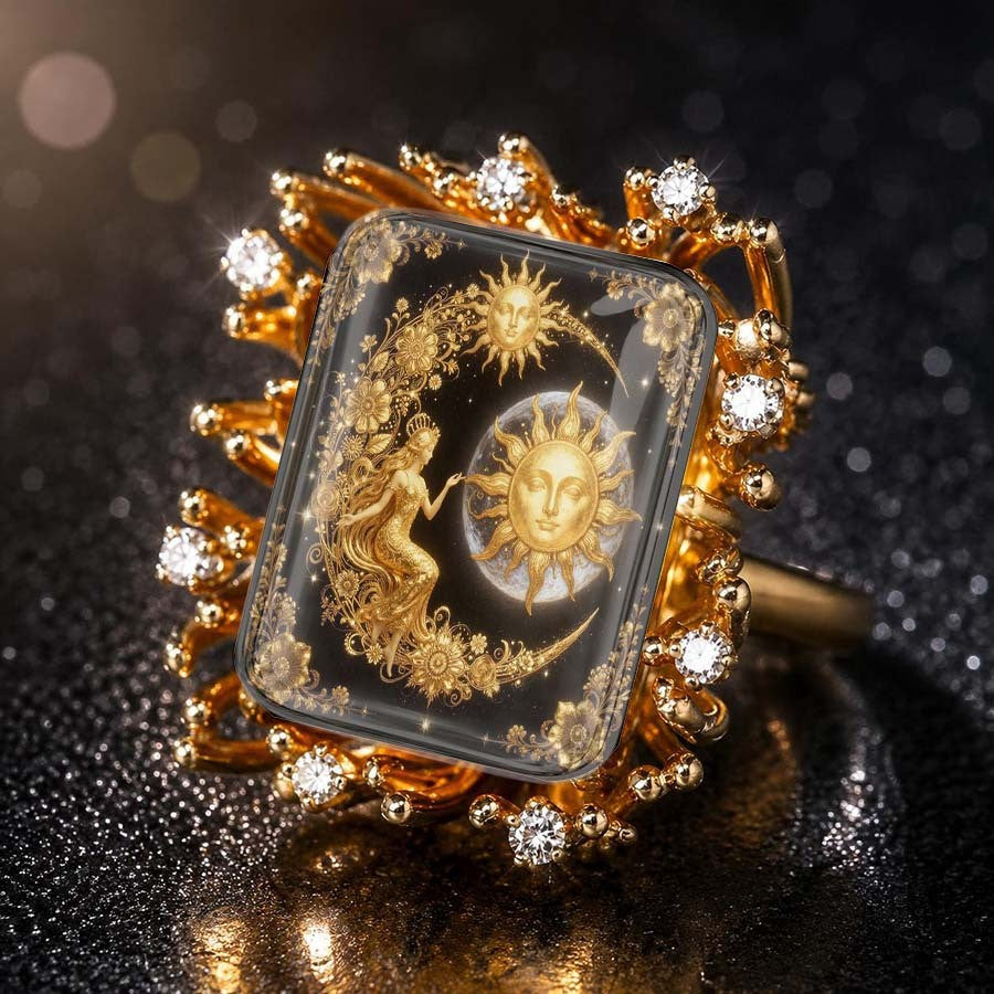 Sun & Mermaid Square Ring