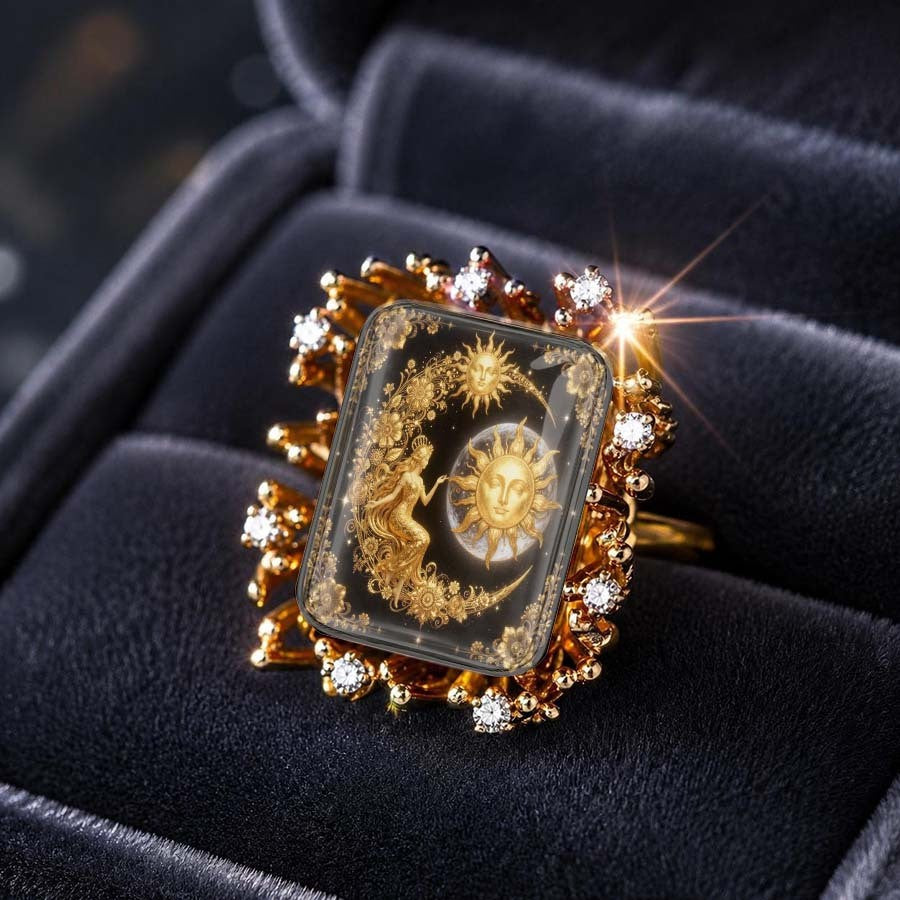 Sun & Mermaid Square Ring