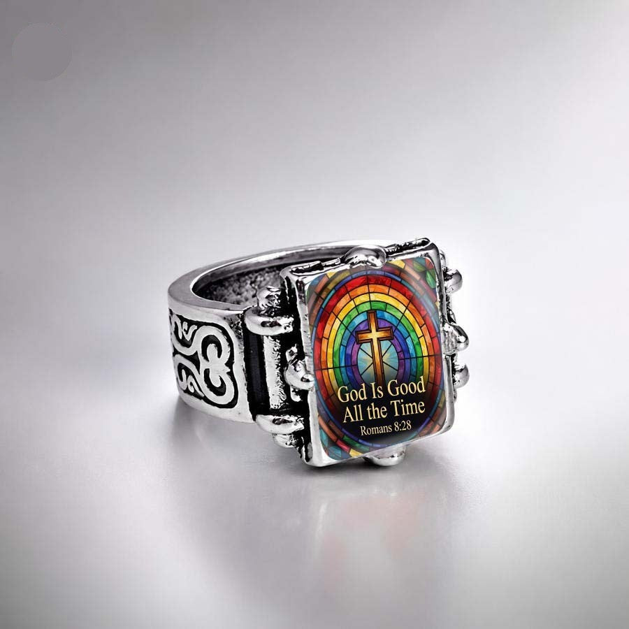 Rainbow Cross Statement Ring