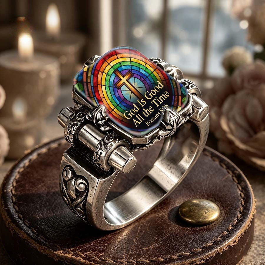 Rainbow Cross Statement Ring