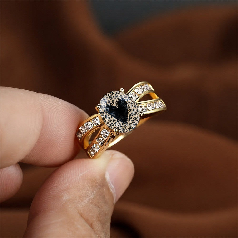 Leopard Print Oval Split Band Ring