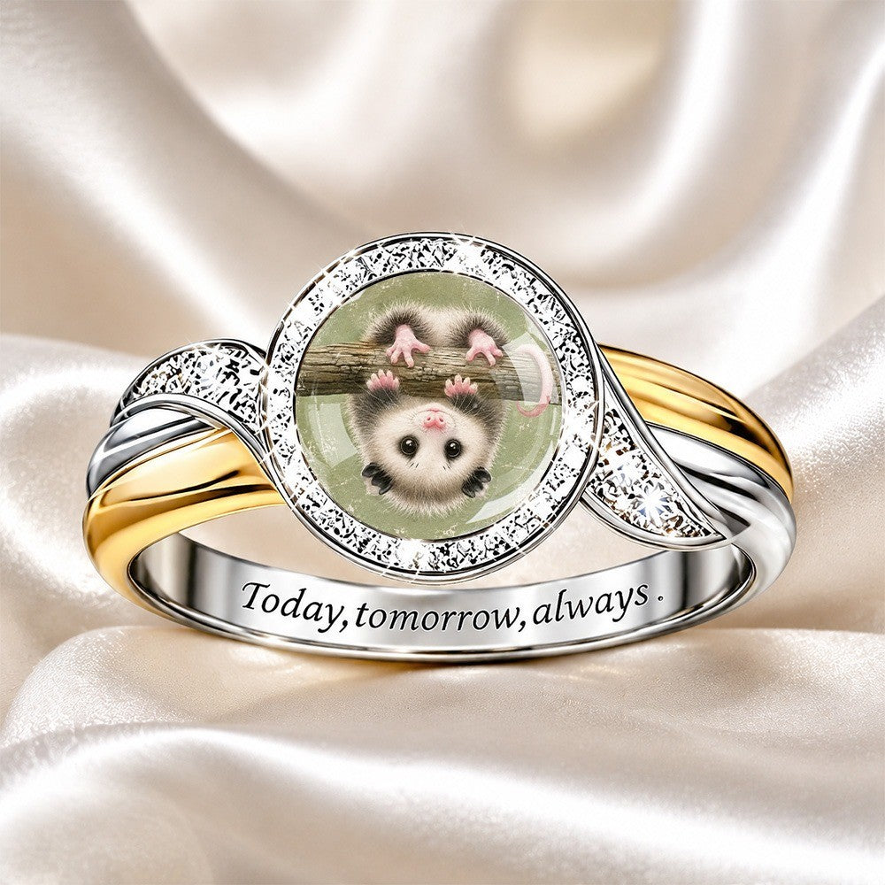 Opossum Portrait Dome Ring