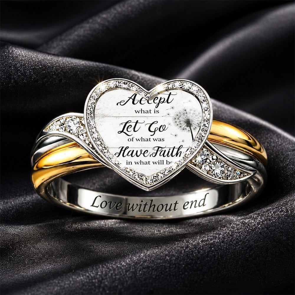 Inspirational Dandelion Heart Ring