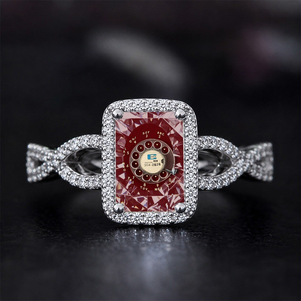 Vintage Rotary Phone Square Ring