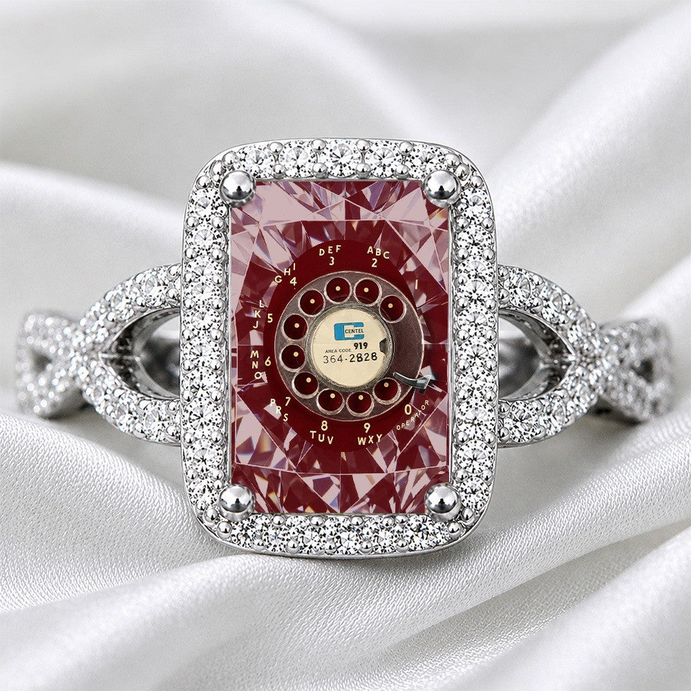 Vintage Rotary Phone Square Ring