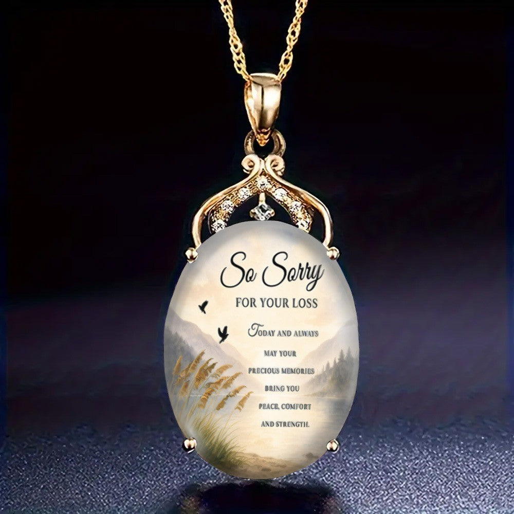 So Sorry For Your Loss Oval Pendant Necklace