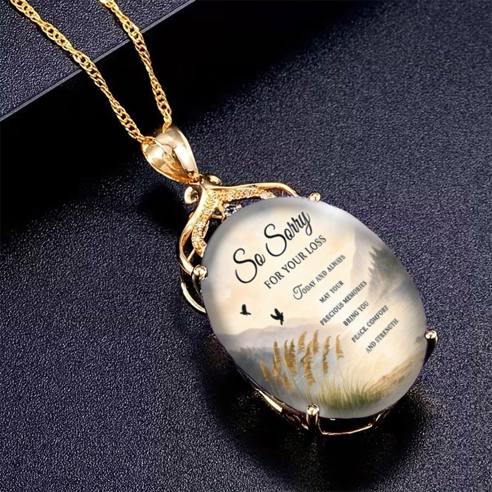 So Sorry For Your Loss Oval Pendant Necklace