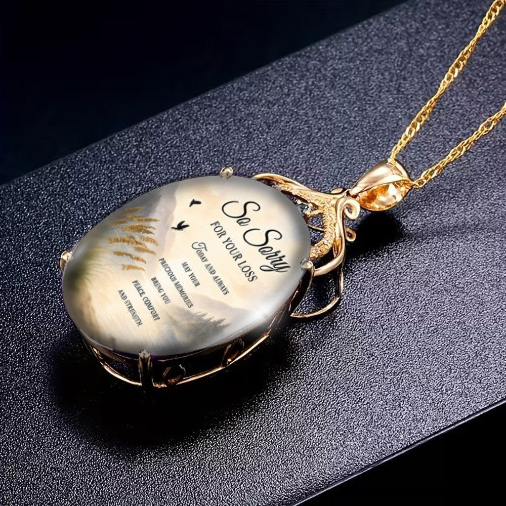 So Sorry For Your Loss Oval Pendant Necklace