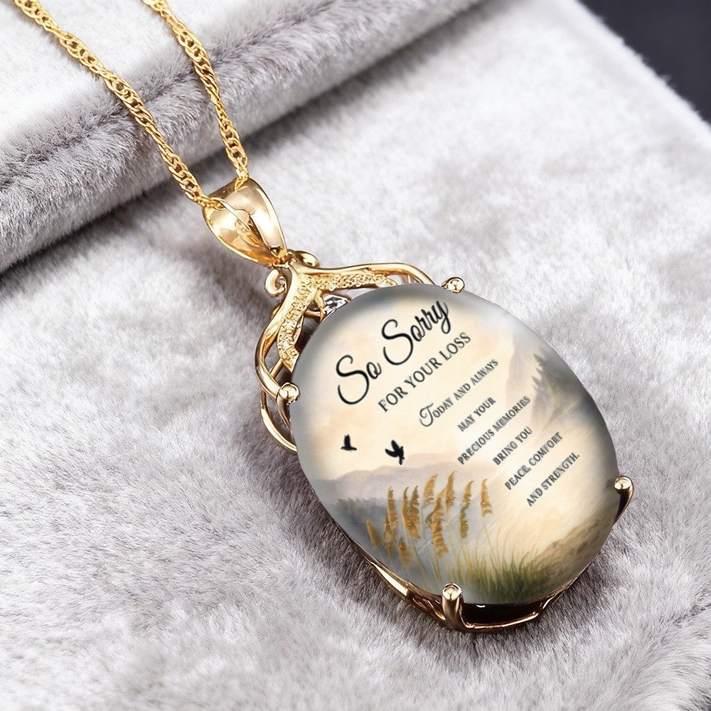 So Sorry For Your Loss Oval Pendant Necklace