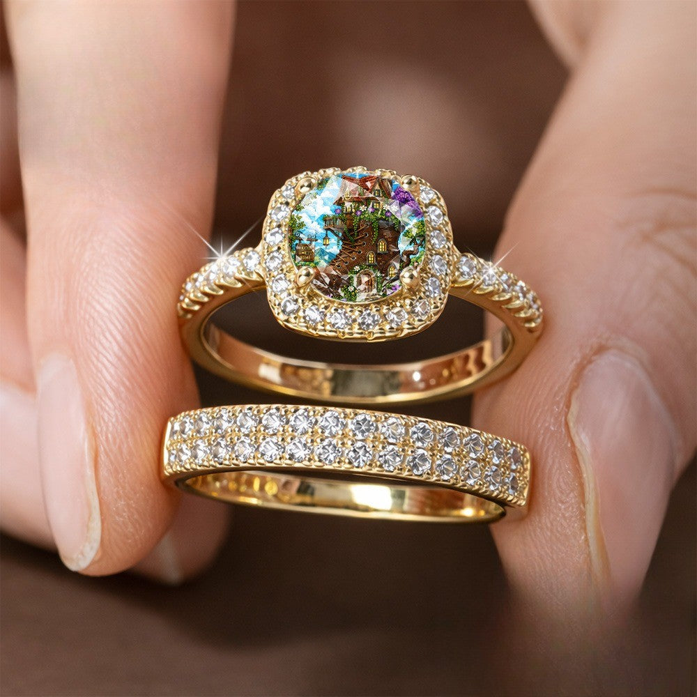 Fairytale House Square Ring Set