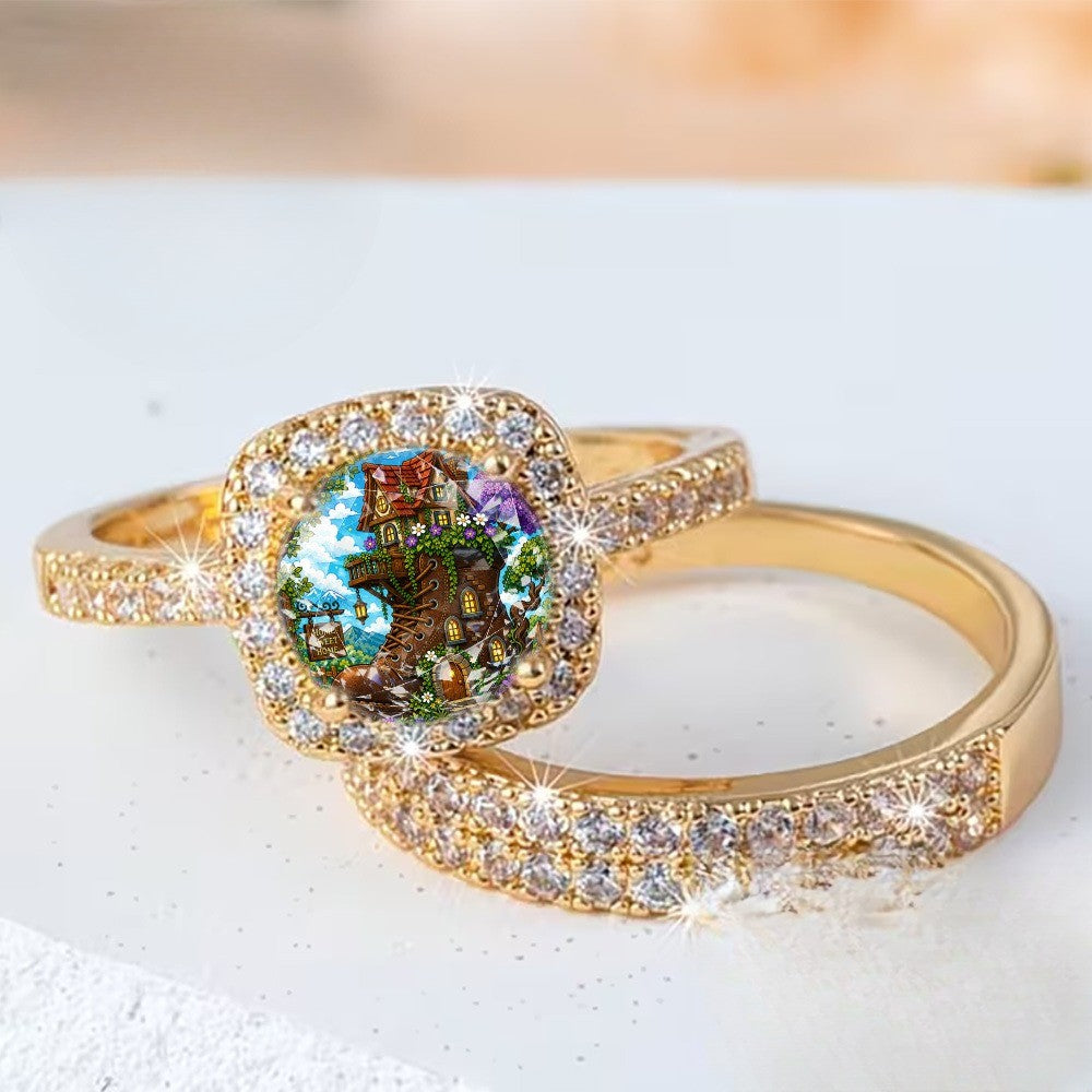 Fairytale House Square Ring Set