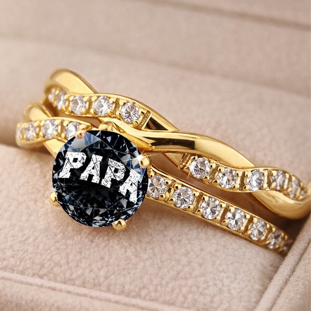 Papa Crystal Twisted Ring