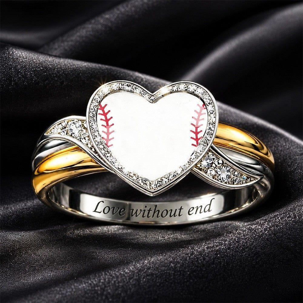 Baseball Stitch Heart Ring