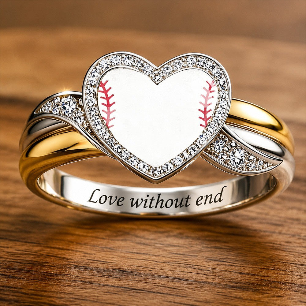 Baseball Stitch Heart Ring