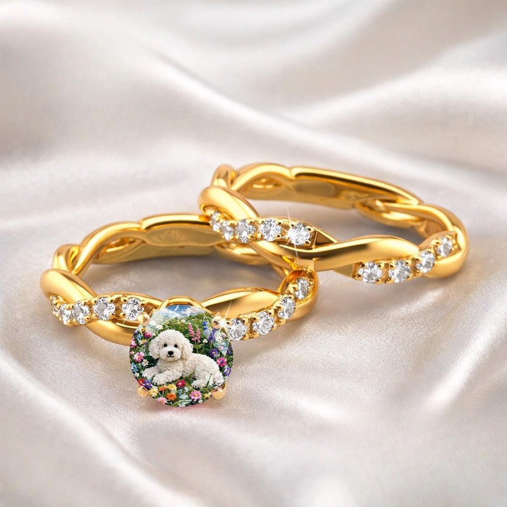 Braided Puppy Floral Statement Ring