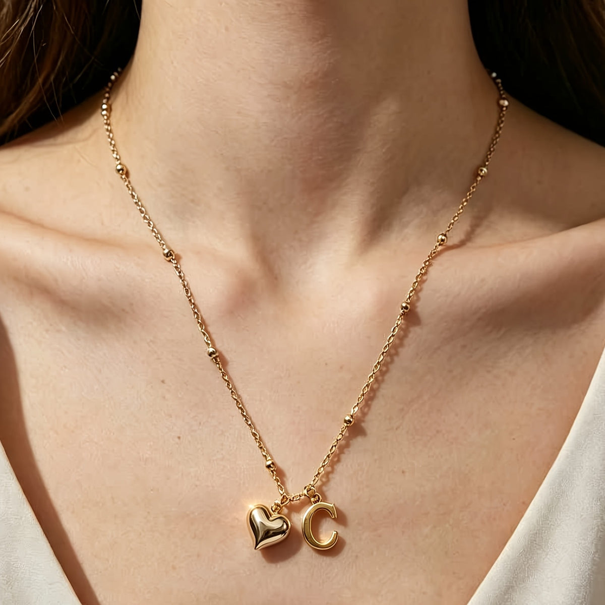Initial Z Beaded Chain Necklace