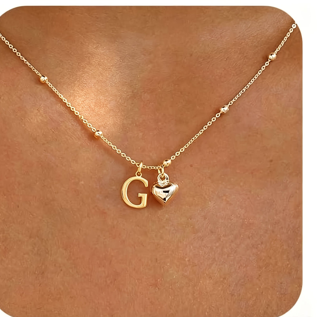Initial Z Beaded Chain Necklace