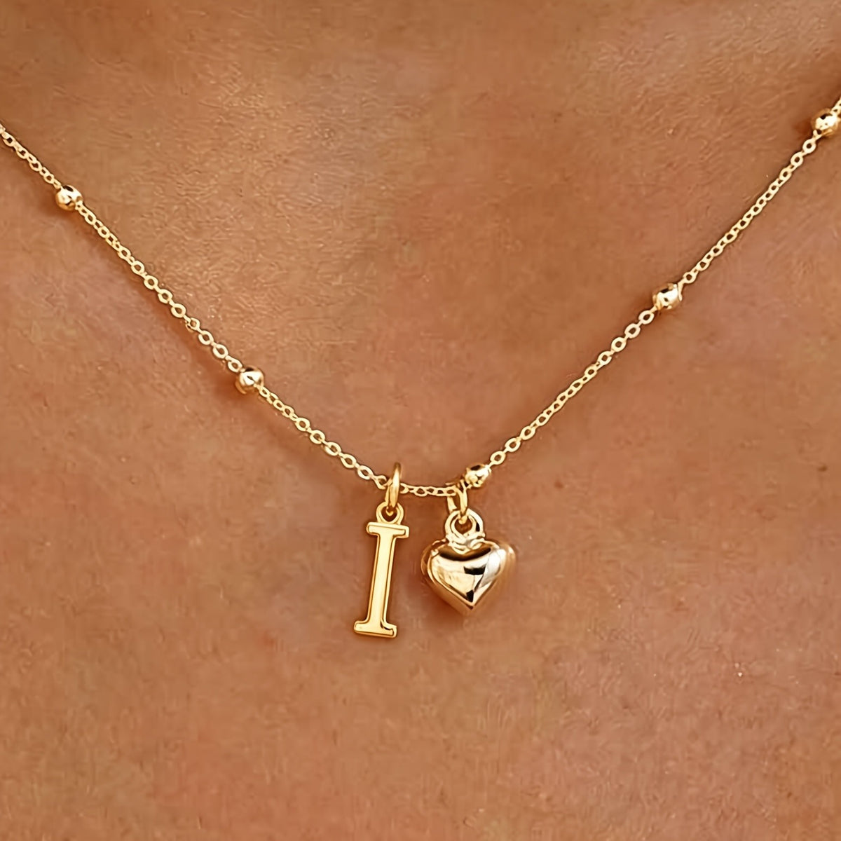 Initial Z Beaded Chain Necklace