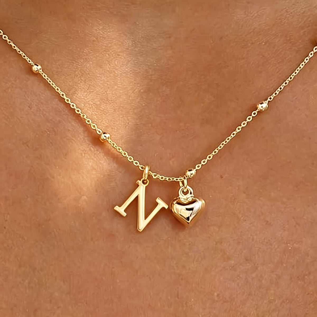 Initial Z Beaded Chain Necklace