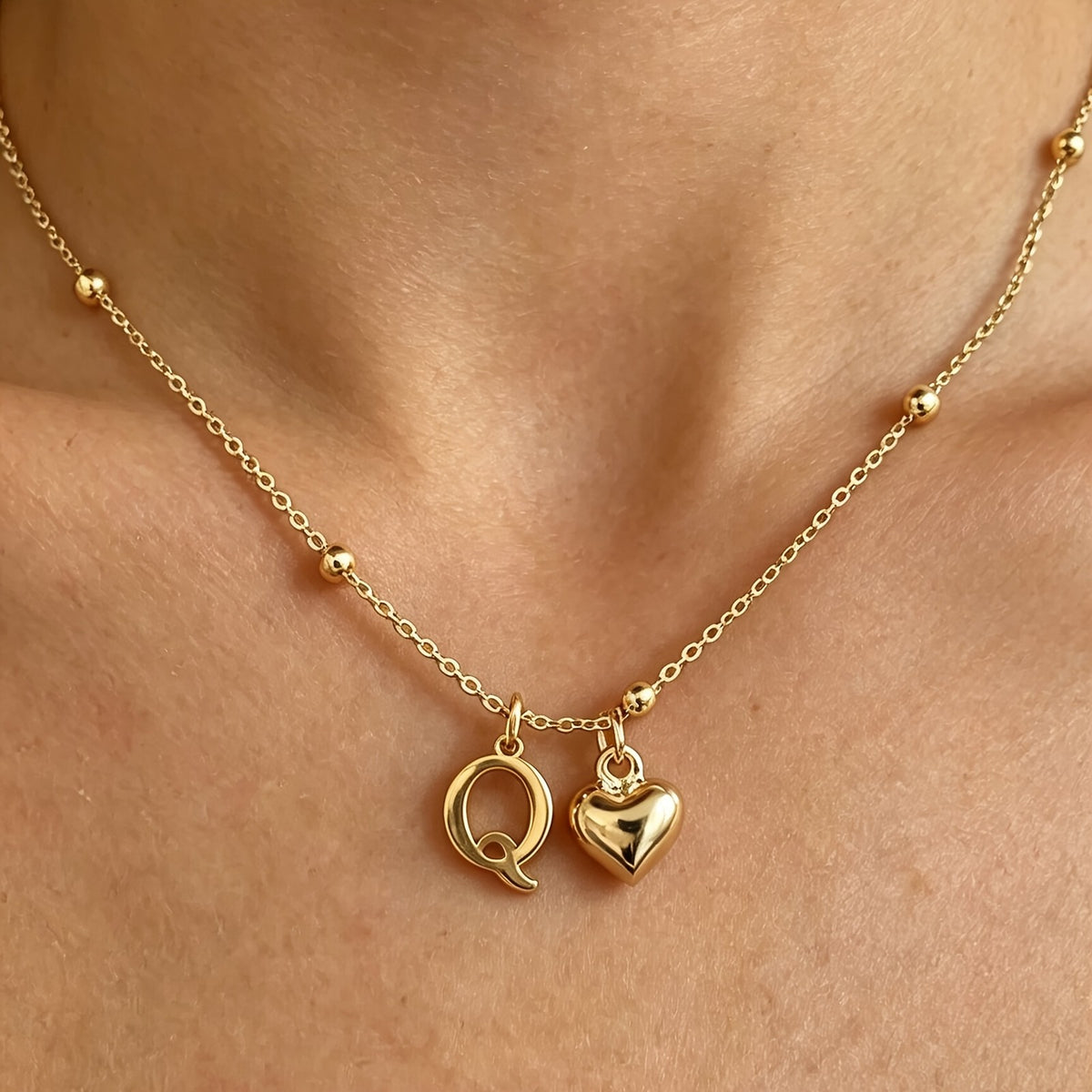 Initial Z Beaded Chain Necklace