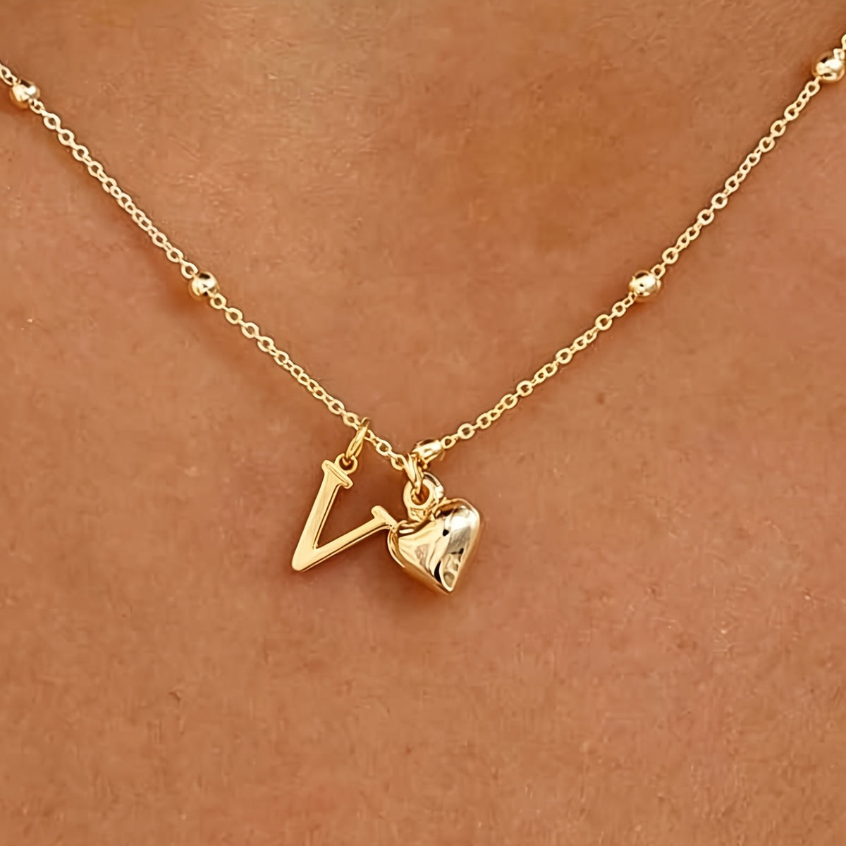 Initial Z Beaded Chain Necklace