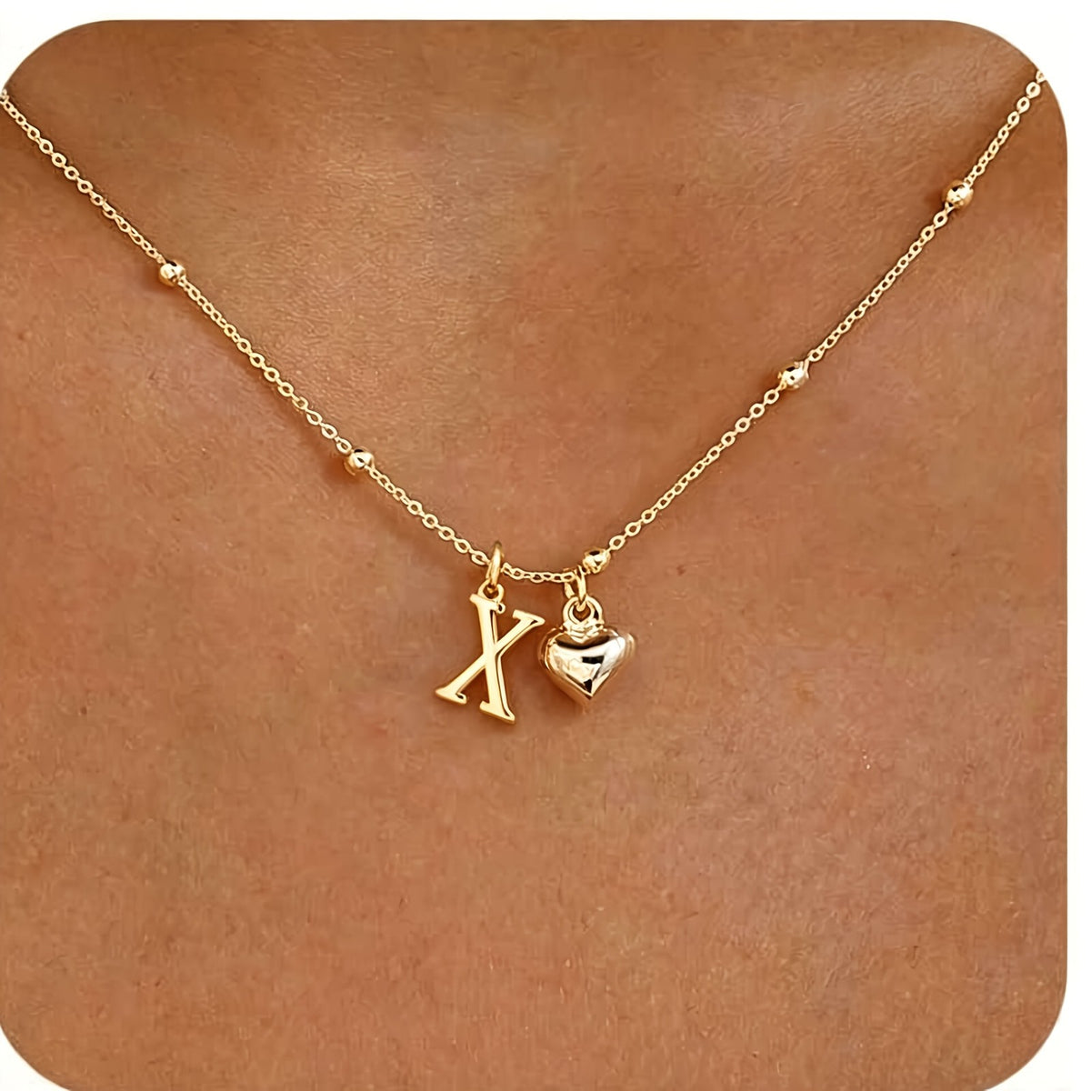 Initial Z Beaded Chain Necklace