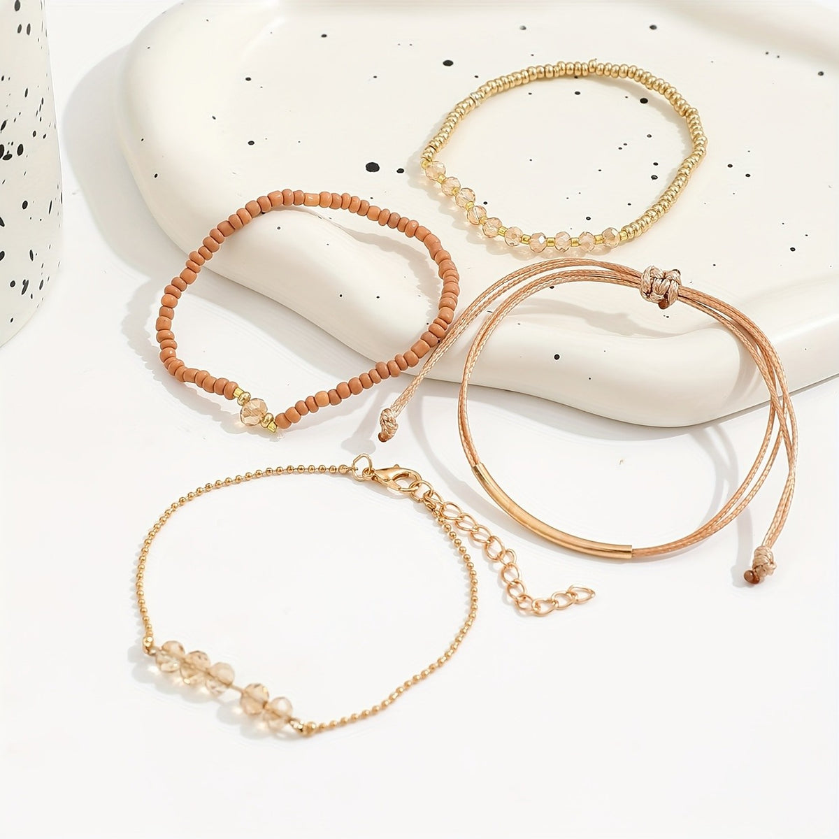 Crystal & Bead Stackable Bracelet Set