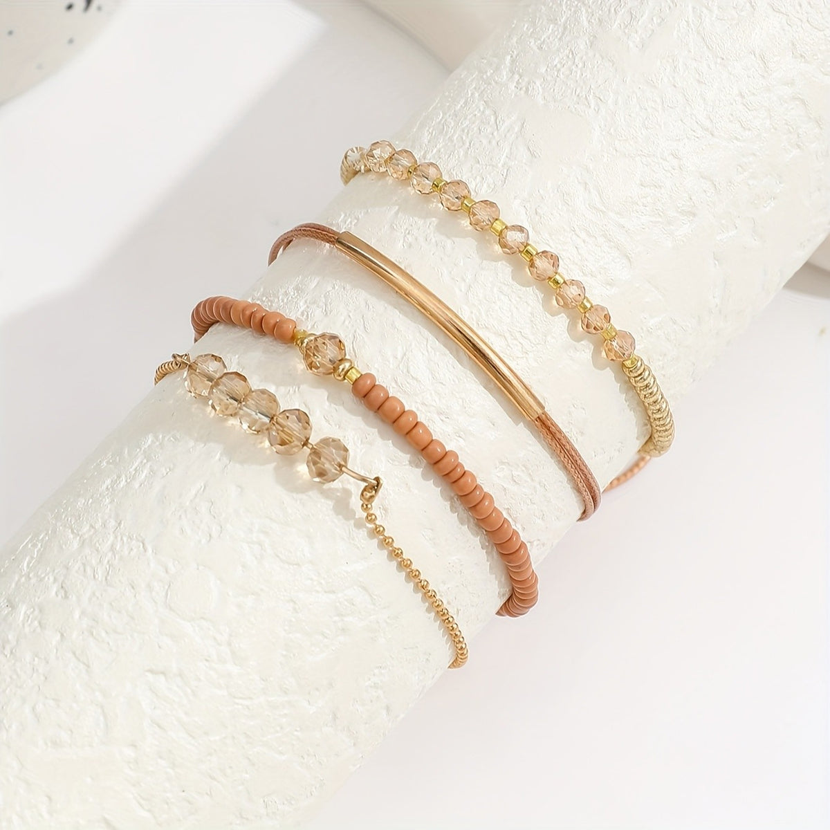 Crystal & Bead Stackable Bracelet Set