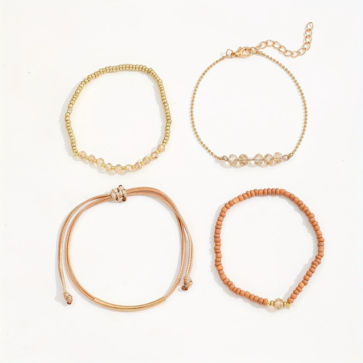 Crystal & Bead Stackable Bracelet Set