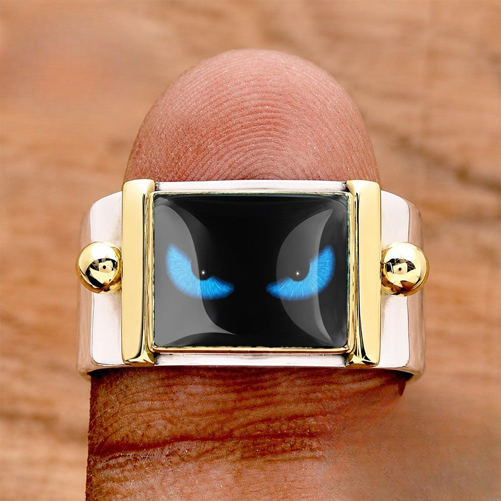 Blue Cat Eye Square Ring