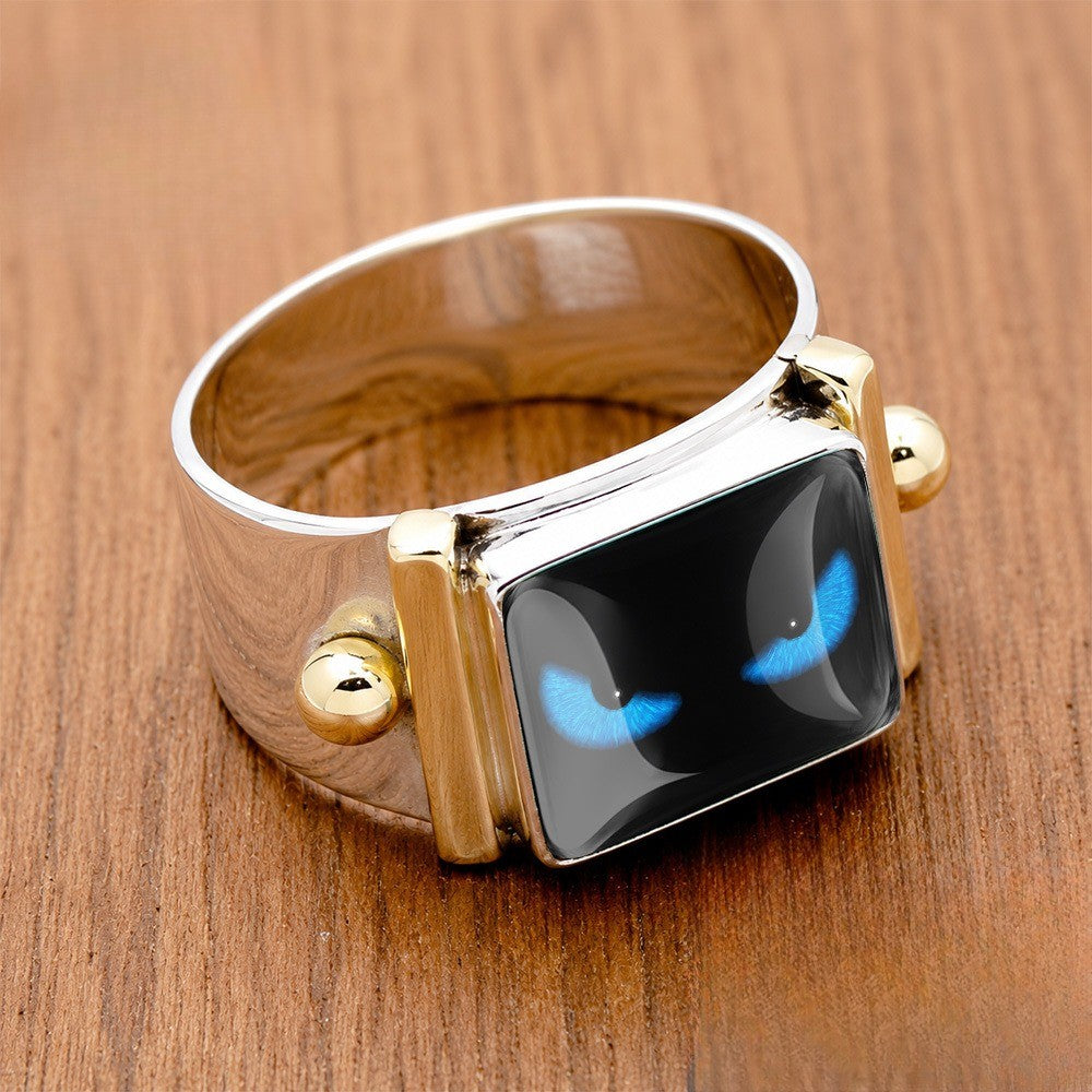 Blue Cat Eye Square Ring