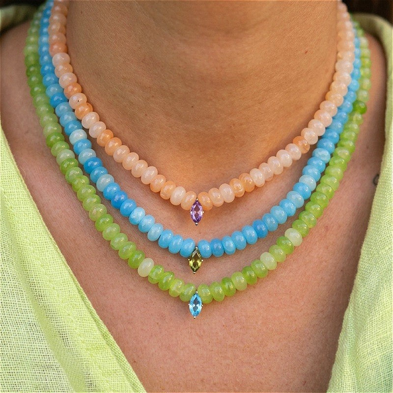 Pastel Teardrop Beaded Layered Necklace