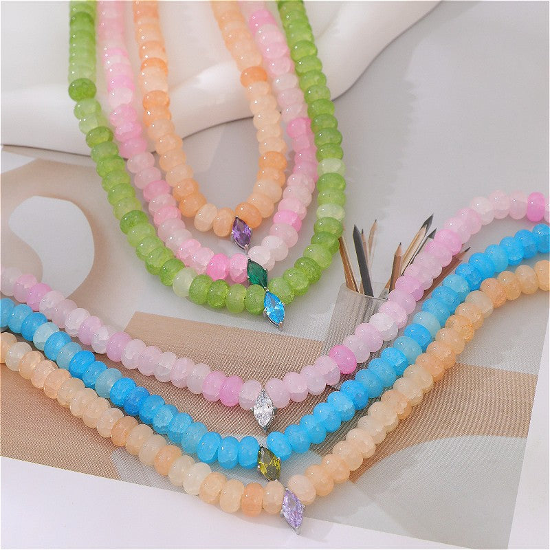 Pastel Teardrop Beaded Layered Necklace