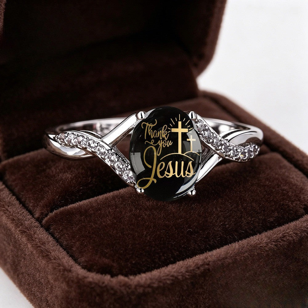 Thank You Jesus Twisted Cross Ring