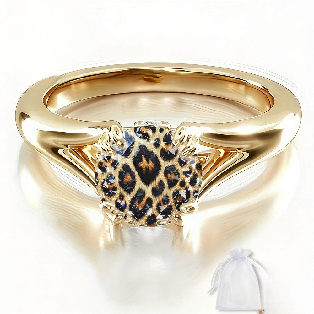 Leopard Print Heart Ring