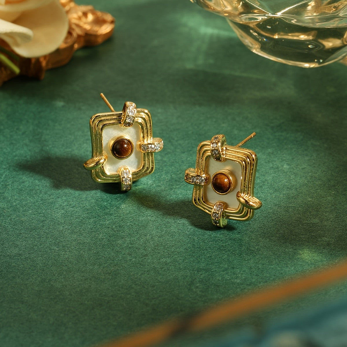 Tiger's Eye Square Earrings