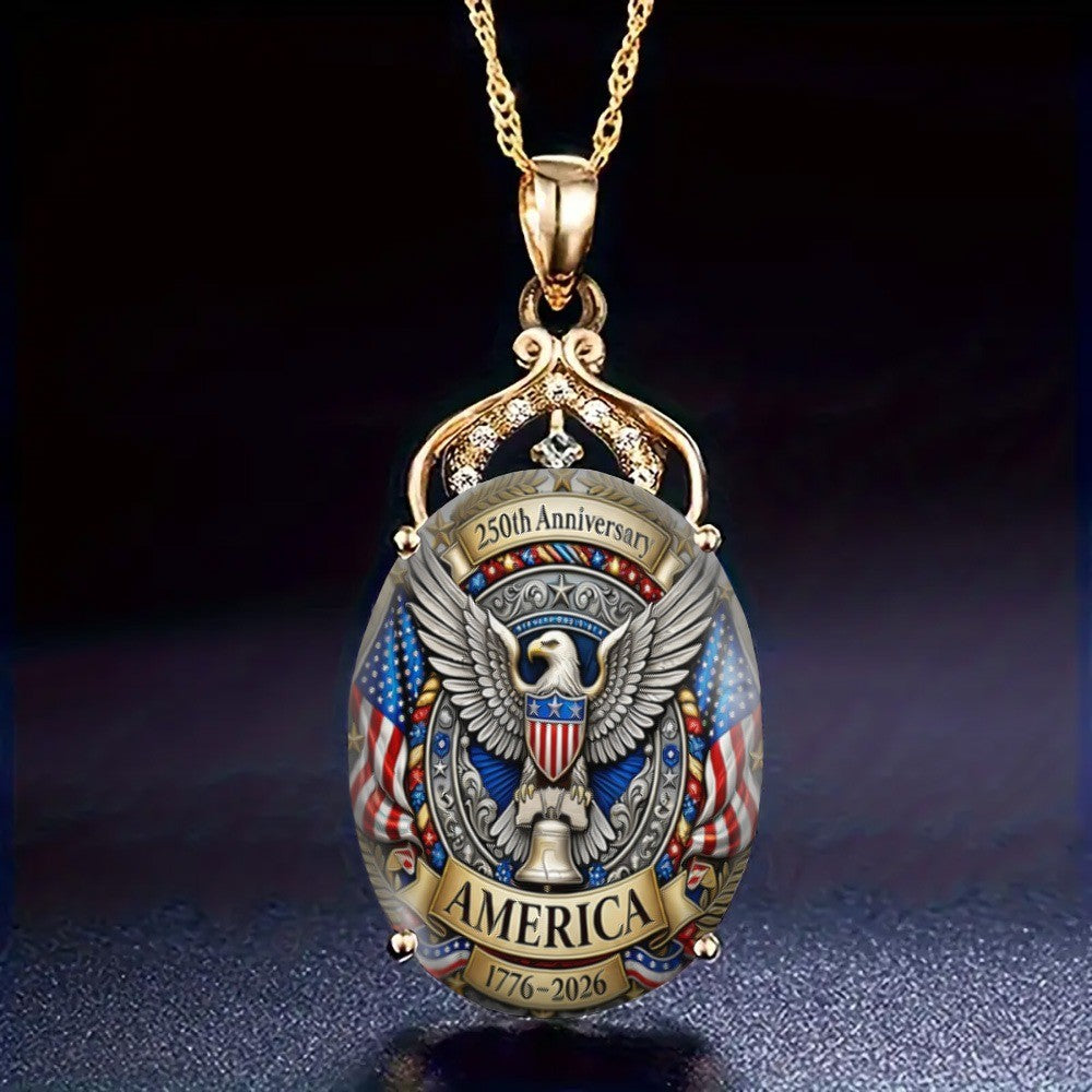 American Eagle 250th Anniversary Oval Pendant Necklace